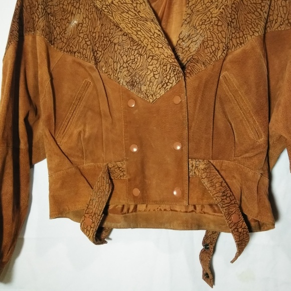 100% Leather Lined Brown Snap Jacket Size M Vtg - Picture 6 of 8